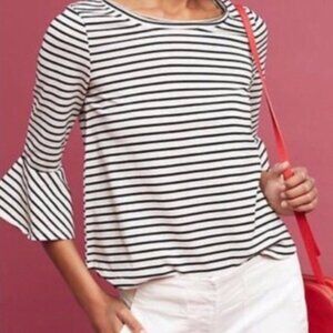 Anthropologie Deletta Celina Striped Bell Sleeves Top – Boho Chic Essential SM